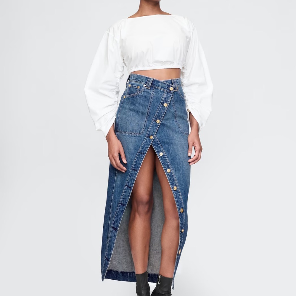 Gap × Cult Gaia Asymmetrical Denim Maxi Skirt
